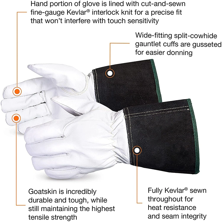 Puncture Resistance Steel Foundries Goatskin Goatskin Leather Arc TIG Welding Glove