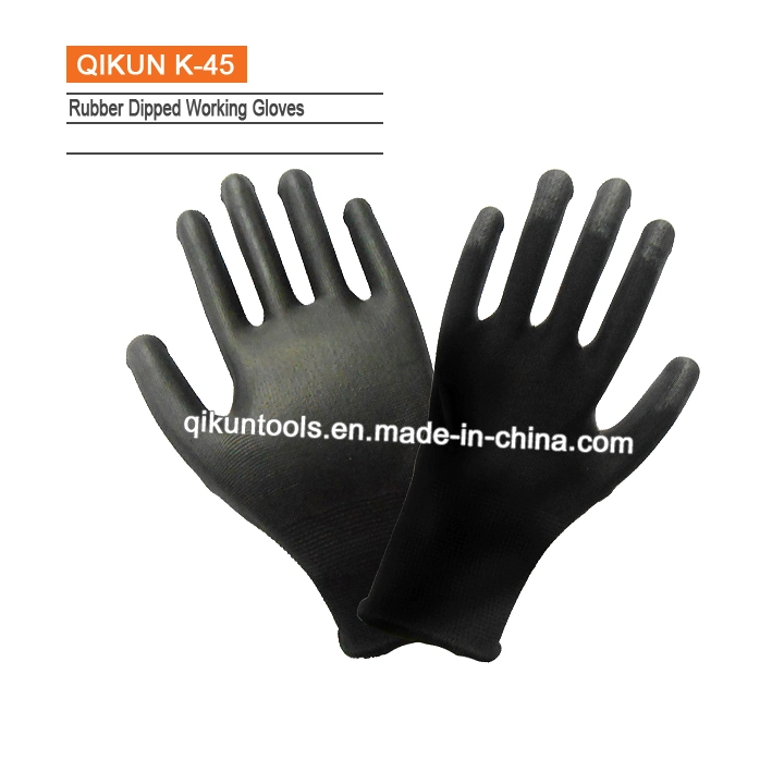 K-42 Crinkle Latex Palm Coating Knitted Safety Cotton Nylon Laobr Protect Industrial Working Gloves