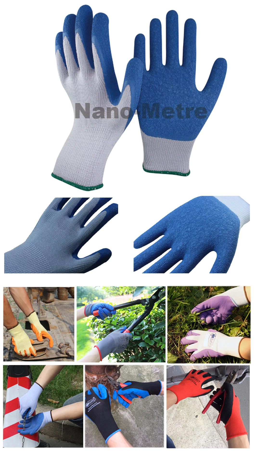 Nmsafety Latex Coated Construction Labor Hand Wear Work Glove