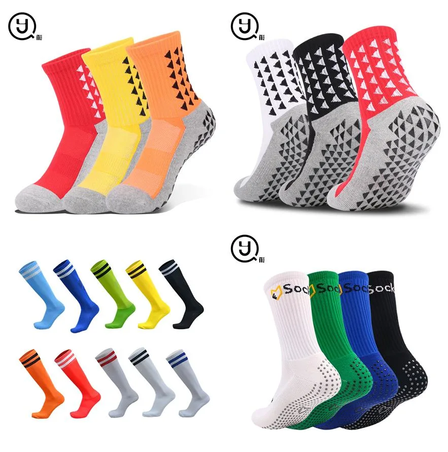New Design Polyester/Cotton Custom Non Slip Football Socks / Custom Logo Soccer Socks