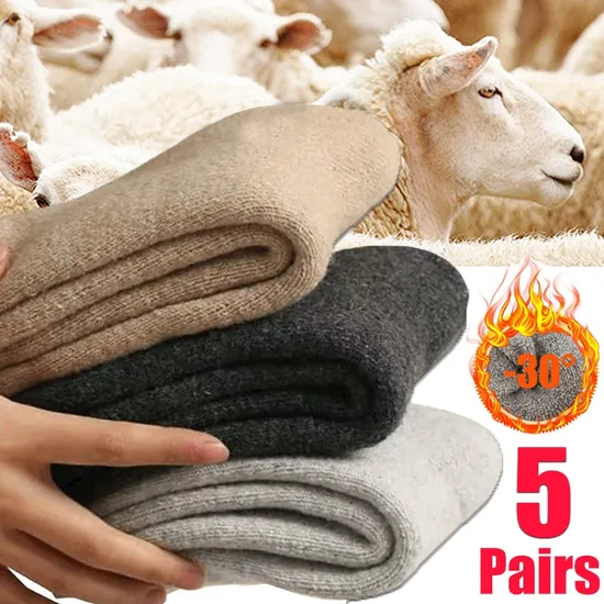 Winter Warm Women Socks Wool Male Men Socks Super Thicker Solid Socks Merino Wool Socks Against Cold Snow Terry Socks 