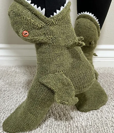 Knit Animal Crocodile Novelty Shark Floor Wool Winter Warm Thick Home Socks 