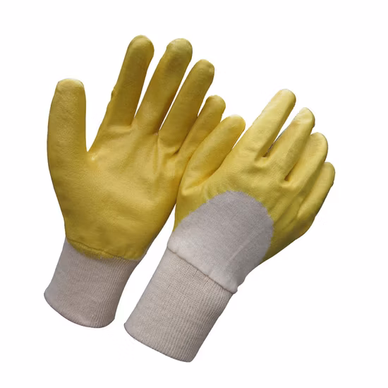Fully Yellow Nitrile Coated Gloves Labor Hand Gardening Work Glove