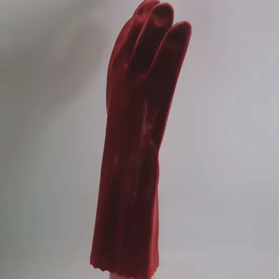 Nmsafety Cotton Fully Dipped Red PVC Protecting Work Gloves 
