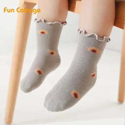 5 Pairs/Lot Bear Cartoon Kids Socks for Children Boys Girl Socks Baby Polka DOT Colorblock Children′s Cotton Socks