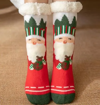 Warm Winter Wool Fuzzy Slipper Acrylic Cozy Christmas Cabin Sherpa Indoor Socks 
