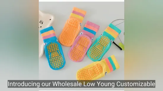 Wholesale Low Young Customizable Grey Colorful Antislip Grip Socks with Custom Non Slip Skid Logo for Jumping Boxing Sports 