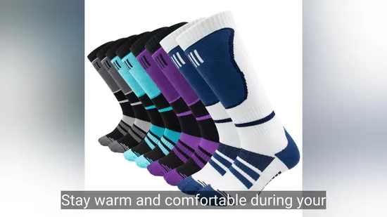 Winter Outdoor Life Men Unisex Custom Solid Grey Black Arch Support Insulated Thick Fleece Cashmere Merino Wool Blend Boot Socks 