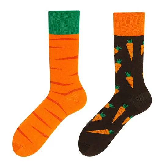 Autumn and Winter New Creative Couple Ab Asymmetric Trendy Socks Fashionable Cartoon Jacquard Long Cotton Socks 