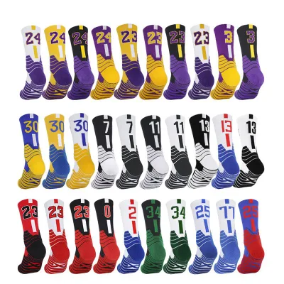 Basketball Middle Sports Socks for Adults and Kids Number Socks